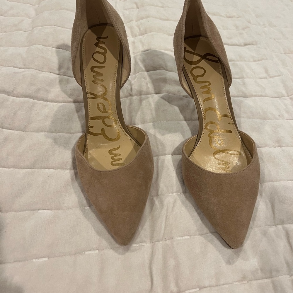 Sam Edelman nude suede d’orsay heels